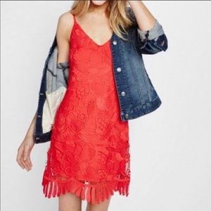 EXPRESS. Lace casual summer mini dress. Coral.